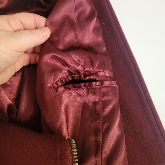 Modernist Asymmetrical Faux Leather Trim/Shawl Collar Winter Coat-1X - Picture 7 of 8